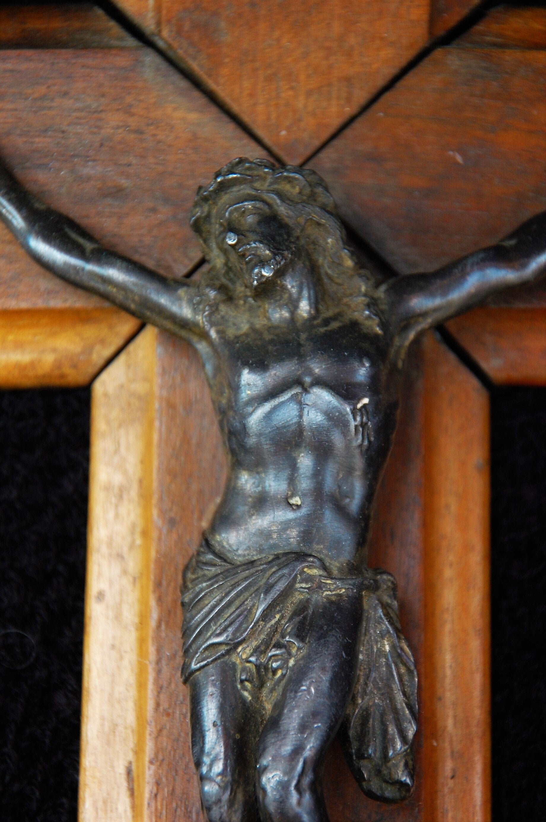 Français Crucifix Antique avec Stoup