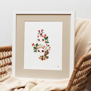 Original Aquarell "verstecken Cache Katzen Winter"