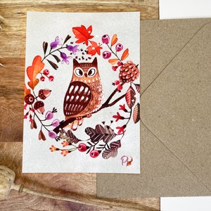 Carte postale - Chouette d'automne 2