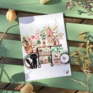 Set de 2 cartes postales Chats fleuristes image 2
