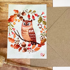 Carte postale - Chouette d'automne 1