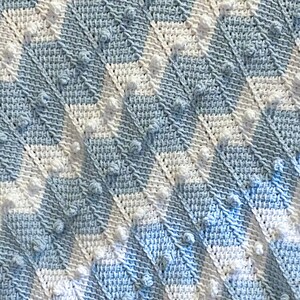 Tunisisk Bobble Chevron Babyfilt Enkelt virkmönster: Cooperfilten - BONUS utskrivbara presentetiketter - DIREKT NEDLADDNING
