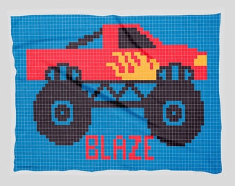 Custom Pattern with Name - C2C Crochet Monster Truck Blanket Pattern