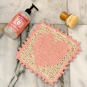 Easy Valentine's Day Crochet Washcloth Crochet Pattern - INSTANT DOWNLOAD