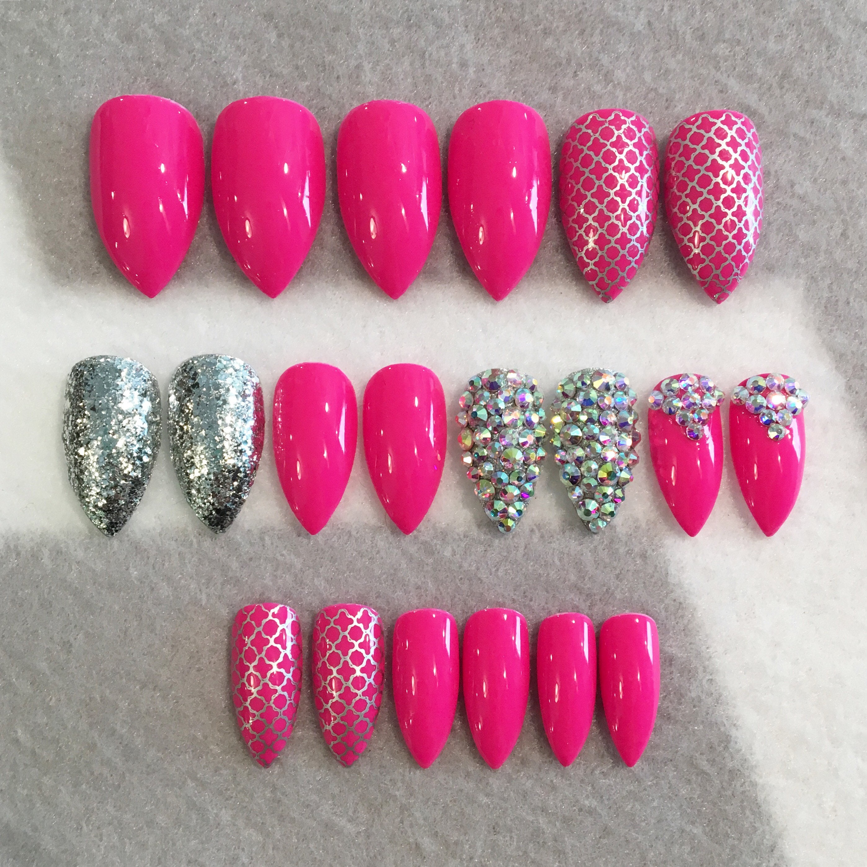 Noverlife 3830PCS Nail Art Pink Rhinestones Multi Shapes Rhinestones Nail Rhinestones  Set 3D Nail Art Gemstones