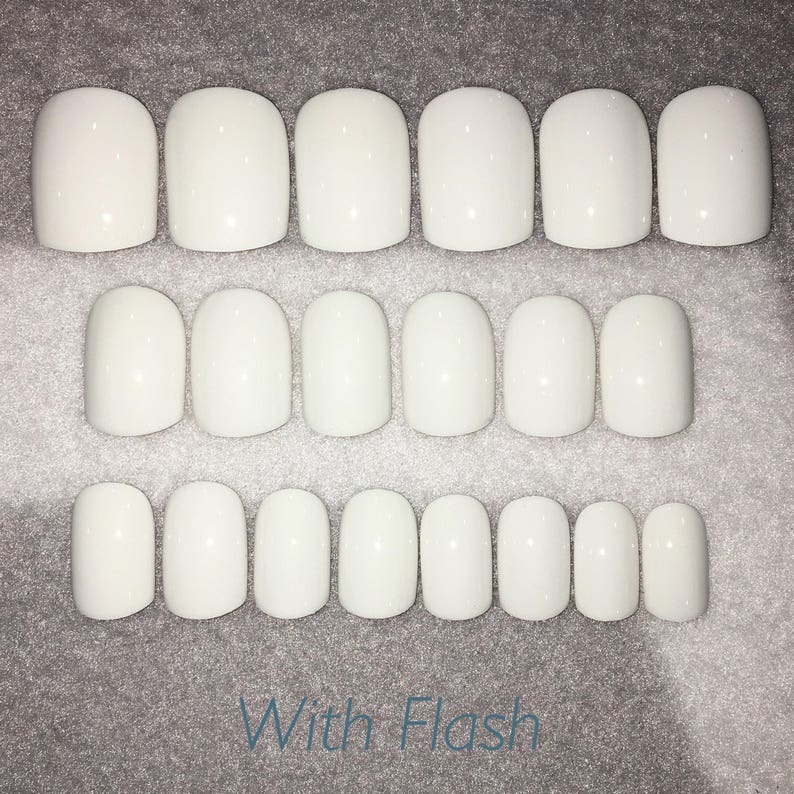 White Fake Nails Faux Nails Glue on Nails White Nails Etsy