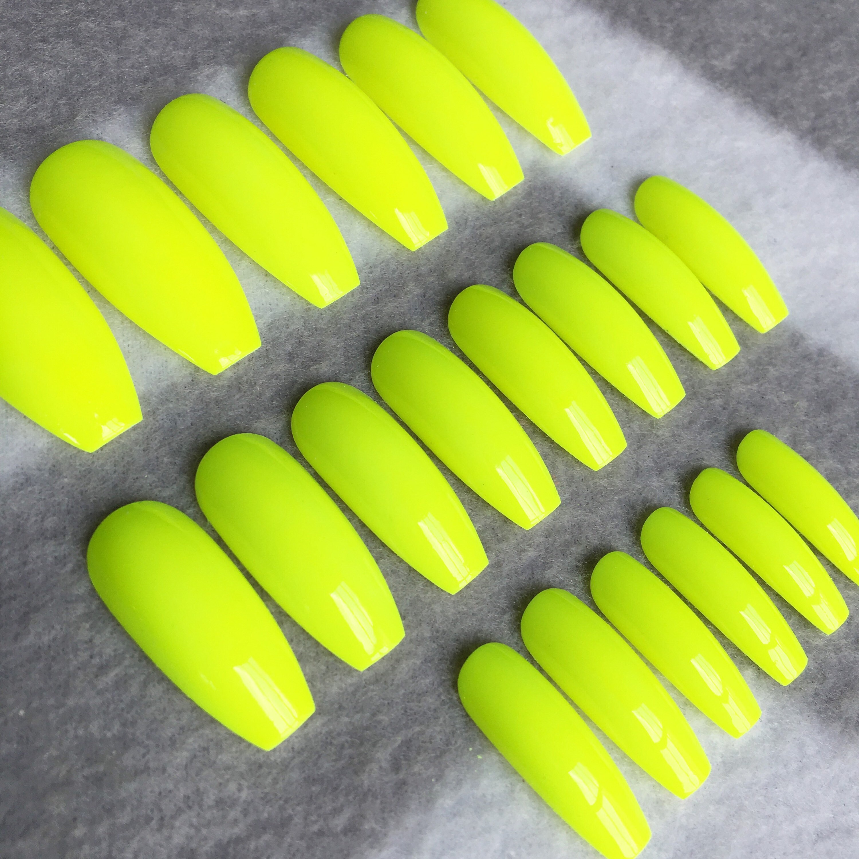 Neon Yellow Faux Nails Fake Nails Glue on Nails Press on Etsy