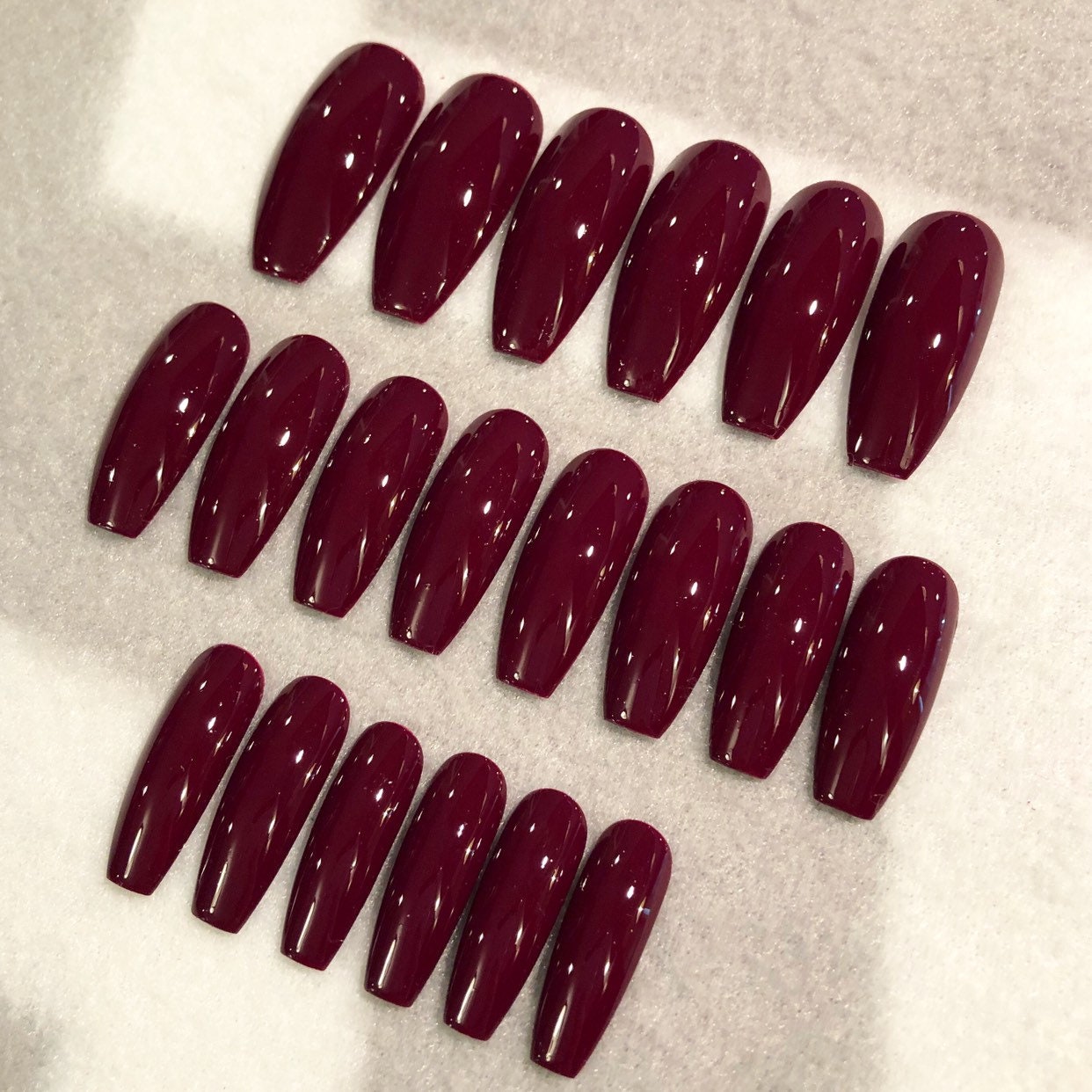 Cabernet Faux Nails Fake Nails Glue On Nails Deep Violet | Etsy