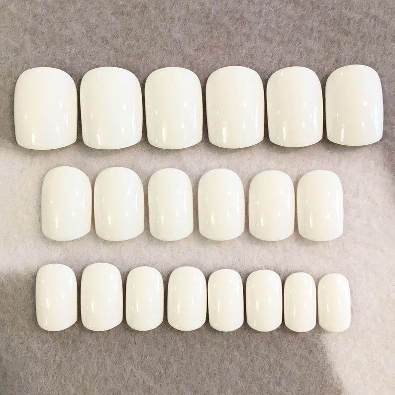 White Fake Nails Faux Nails Glue on Nails White Nails Etsy