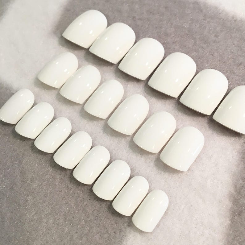 White Fake Nails Faux Nails Glue on Nails White Nails Etsy