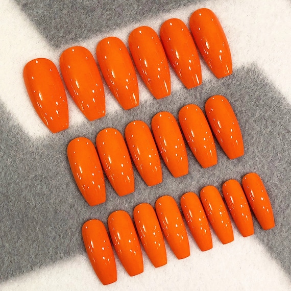 24 Pcs Matte False Nails with Glue, Extra Long Press on Nails Coffin Nail  Tips, Extra Long Coffin Fake Nails for Women (Yellow and Orange Swirl) -  Walmart.com
