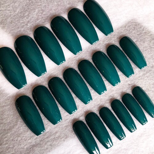 Olive Green Fake Nails Faux Nails Glue on Nails Green Etsy