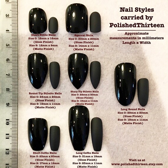 Black Fake Nails Faux Nails Glue On Nails Black Nails Etsy