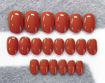 Burnt Orange Fake Nails, Glue On Nails, Press Ons, Terracotta Nails, Rust Orange, Gloss Nails, Matte Nails