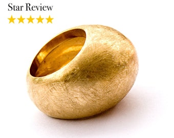 Gold Dome Ring | Contemporary Ring | 18k Gold Bombay Ring | Solid Gold Bombe Band | Wide Bold Ring | Egg Pebble Ring