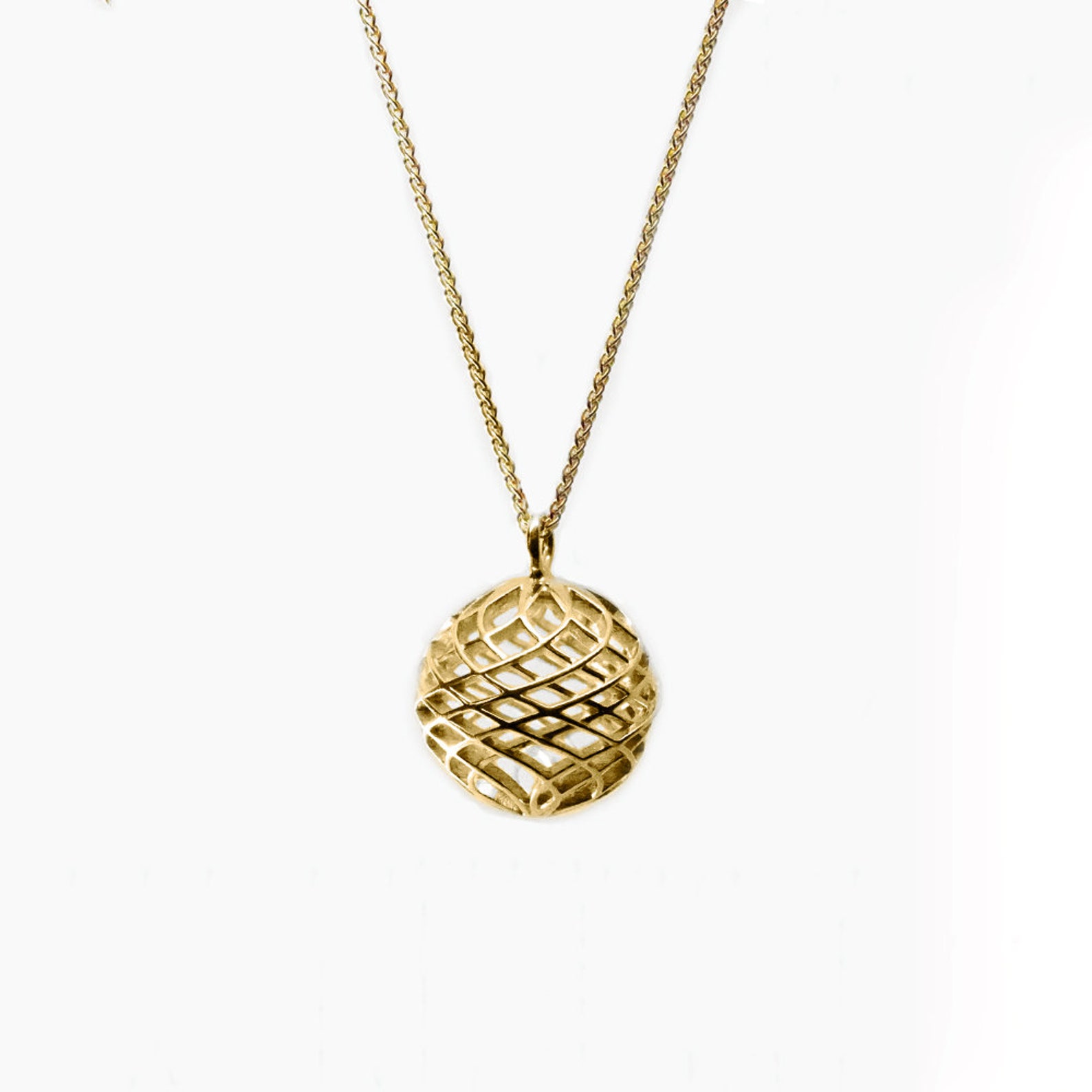 Simple Gold Ball Pendant Large Necklace 14k / 18k Gold Pendant Big
