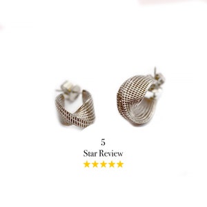 Contemporary Sterling Silver Stud Earrings for Her |  Unique Hoop Earrings | Architectural Earrings for Women
