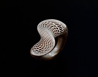 Sterling Silver Wavy Ring,| Silver Sculptural Band | Statement Ring | Cocktail Ring | Contemporary Sterling Silver Ring |Gift For Her