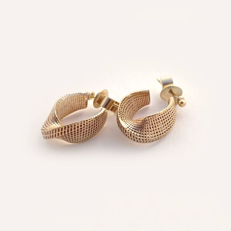 14k Gold Hoop Earrings Statement Earrings Unique Hoop Etsy