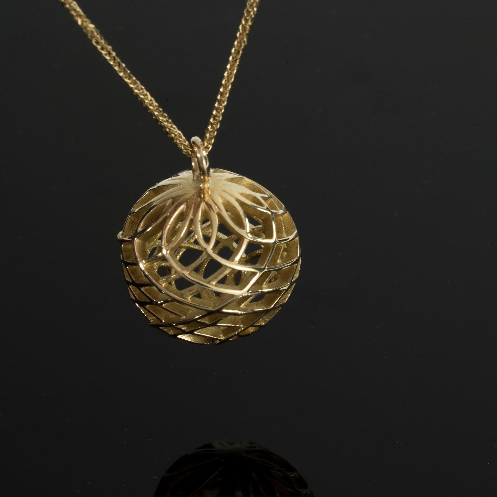 Simple Gold Ball Pendant Large Necklace 14k / 18k Gold Pendant Big