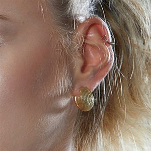 14k Gold Hoop Earrings Statement Earrings Unique Hoop Earrings Mobius Geometric Earrings israel jewelry designer Hella Ganor image 2