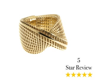 14 Karat Gold Unique Statement Contemporary ring , Fine Jewelry  , Unique cocktail ring