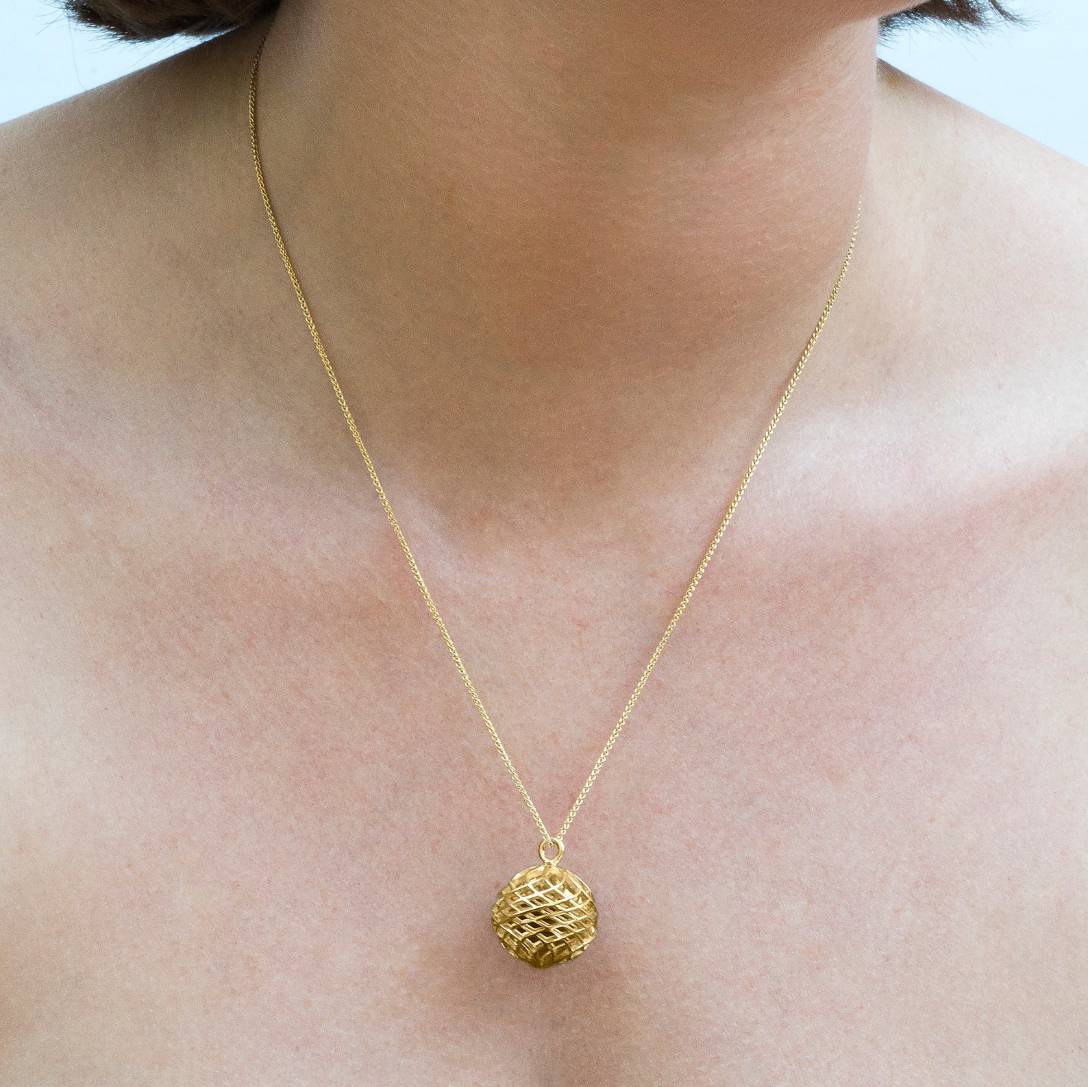 Simple Gold Ball Pendant Large Necklace 14k / 18k Gold Pendant Big