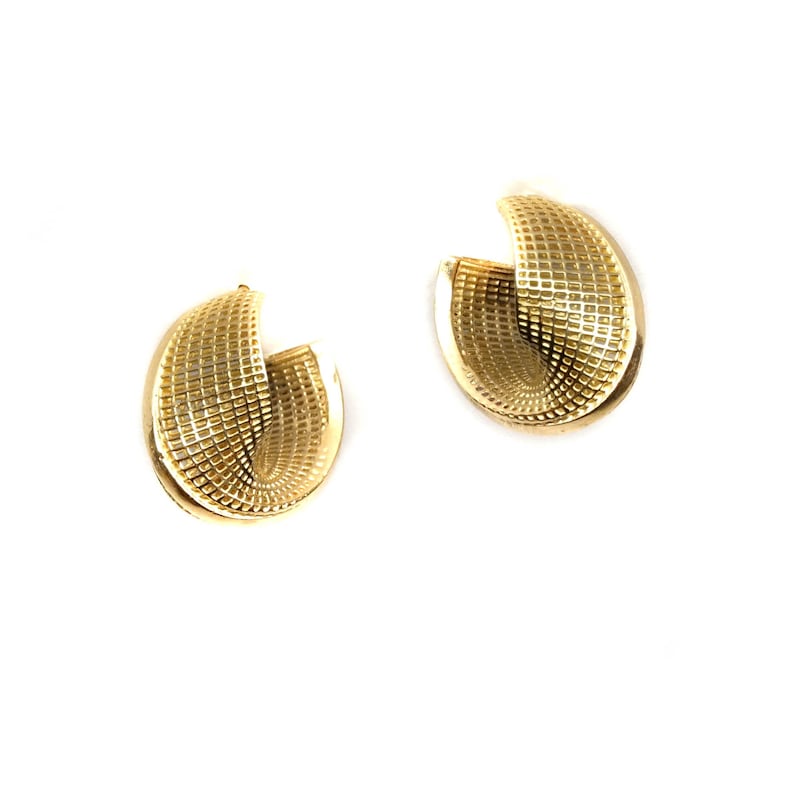 14k Gold Hoop Earrings Statement Earrings Unique Hoop Earrings Mobius Geometric Earrings israel jewelry designer Hella Ganor image 1