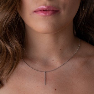 18k White Gold Pendant -Bar Diamonds