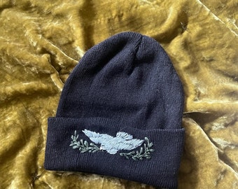 Upcycled Embroidered Hat: Peace Dove