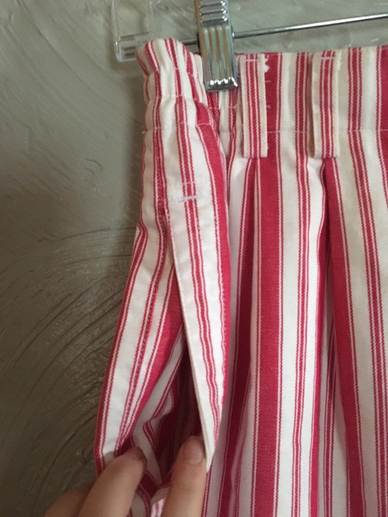 high waisted red and white striped shorts