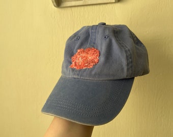 Upcycled Embroidered Hat: CHILD SIZE Zinnia