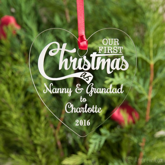 Your First Christmas As Aunty /& Uncle Tree Decoration 1st Xmas Baby Bauble