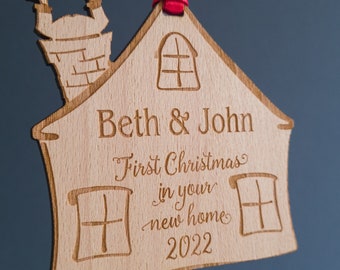 First Christmas in Your/Our New Home Bauble 1st Xmas Personalised Engraved Wooden Celebration Tree Decorations Hanging House Gift Bauble HSW