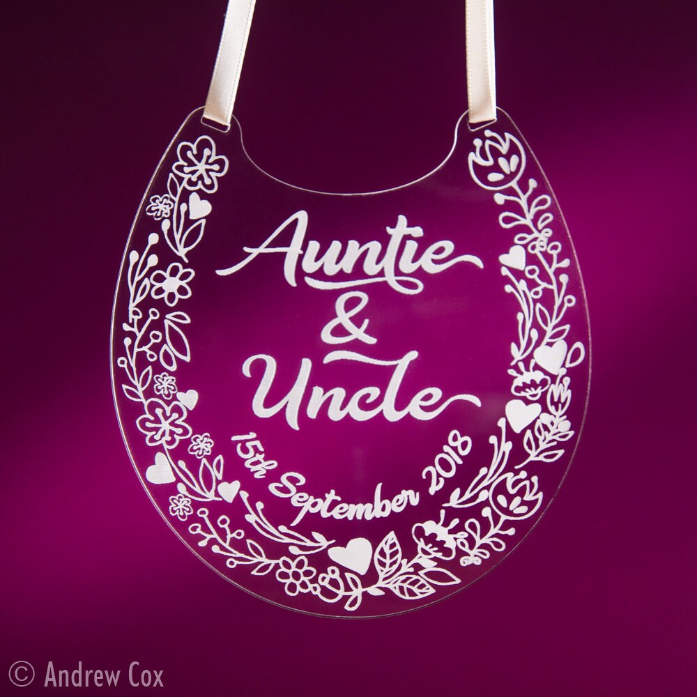 Personalised Wedding Auntie & Uncle Bridal Gift Lucky Keepsake Horseshoe HS101 