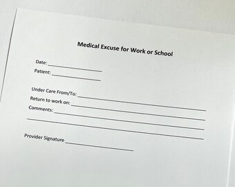 fake doctors note etsy