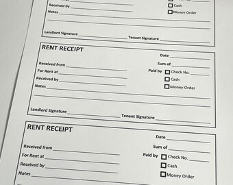 rent receipt book etsy