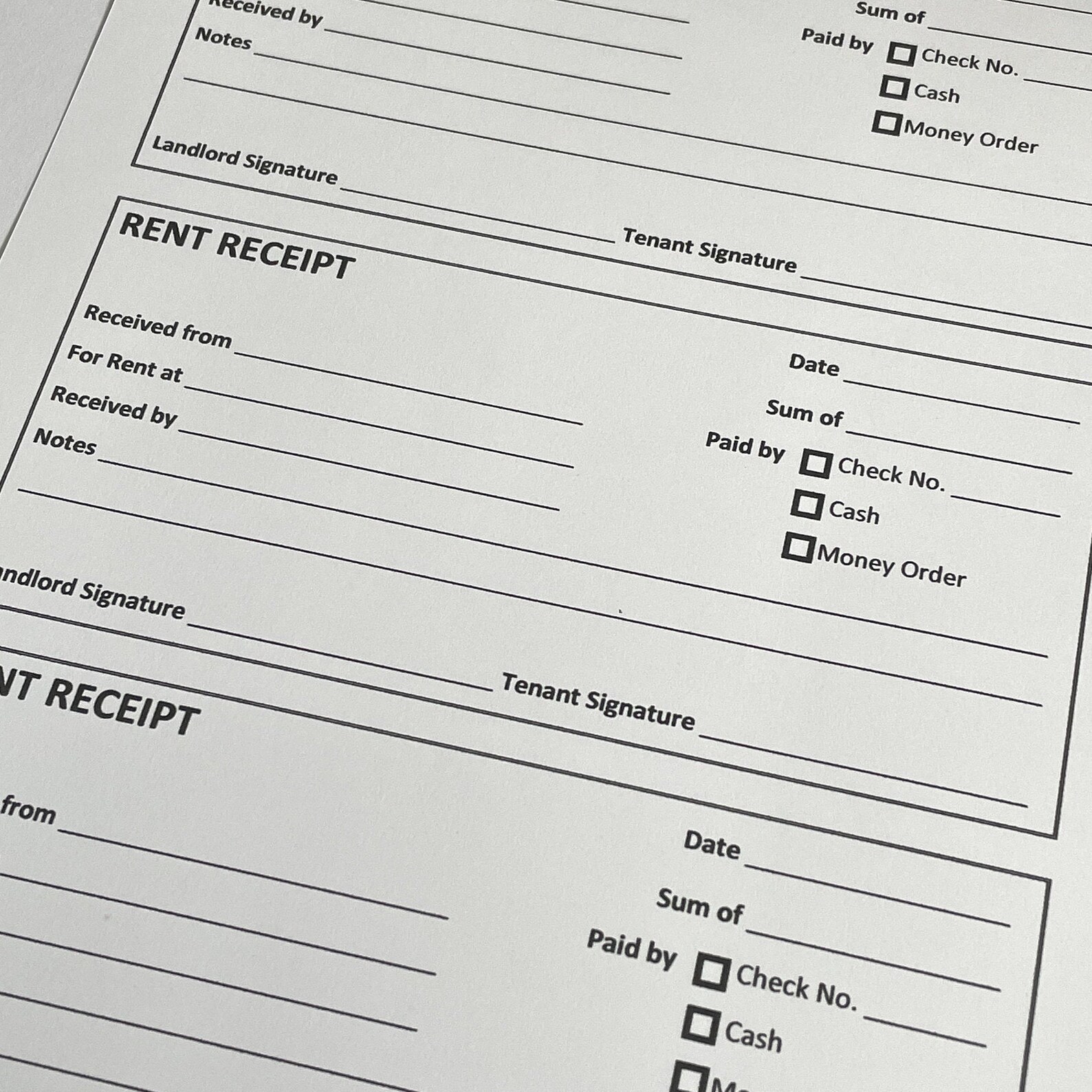 Rent Receipt Downloadable Printable Form, Landlord Forms, Instant