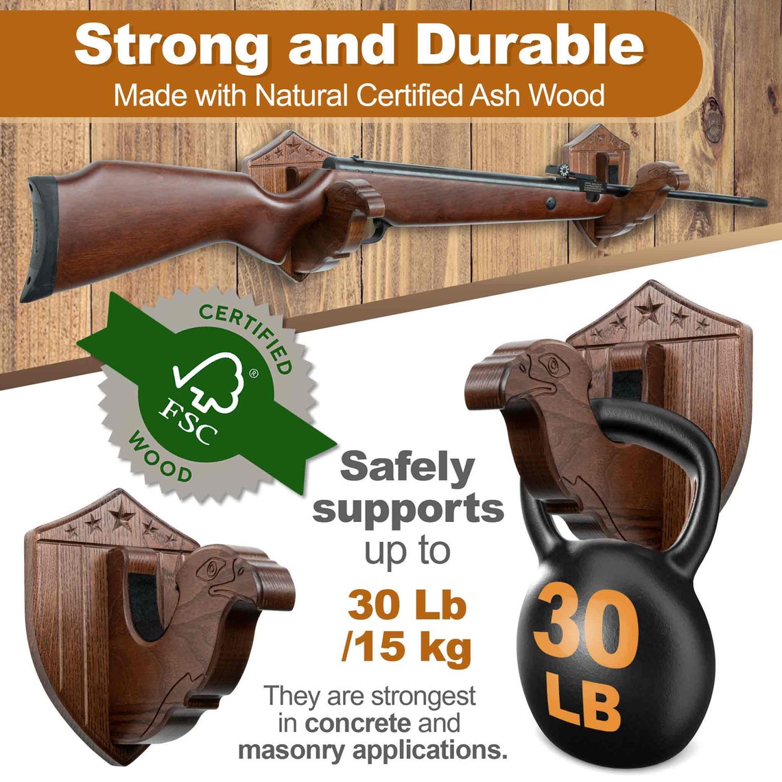 TESLYAR Gun Rack Wall Mount Hold up Displays Horizontal Gun Etsy