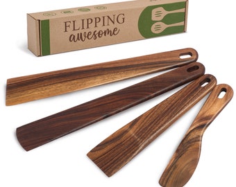 Spatula Set Walnut Wood Spurtle Supplies Wooden Spoons For Cooking - Kitchen Utensils For Stirring, Mixing, Serving
