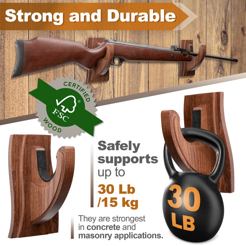 TESLYAR Gun Rack Wall Mount Hold up Displays Horizontal Gun Etsy