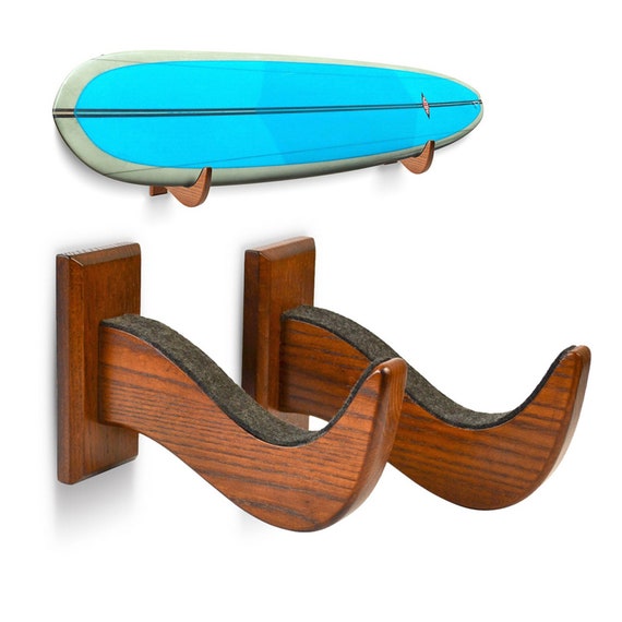 TESLYAR Surfboard Rack Holder Hooks Ash Tree Wood Eco friendly