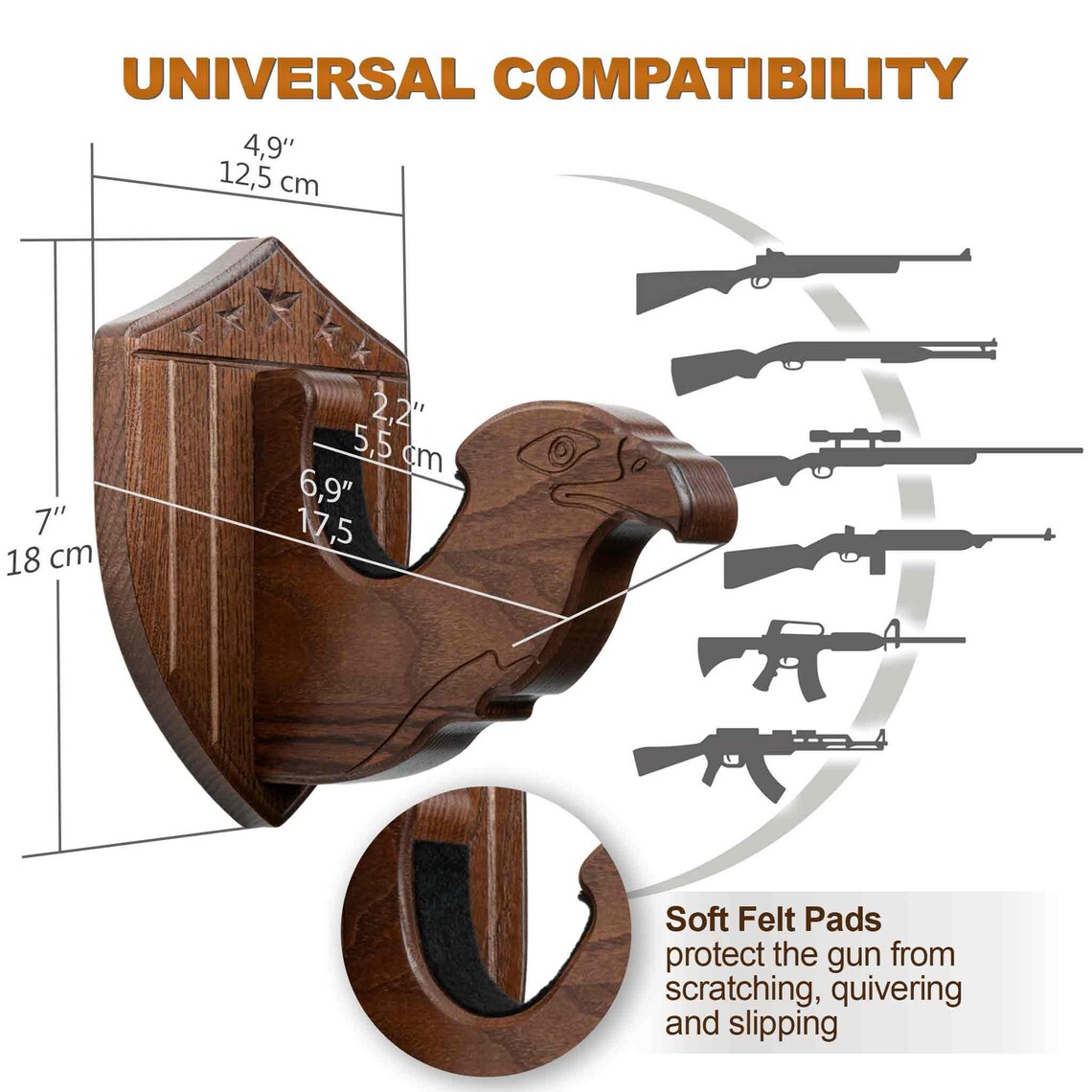 TESLYAR Gun Rack Wall Mount Hold up Displays Horizontal Gun Etsy