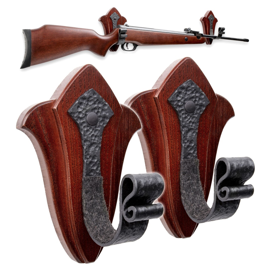 TESLYAR Gun Holder Wall Mount Ash Wood Wooden Gun Hanger Hook Stand