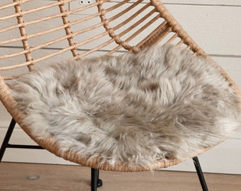 Rond zitkussen van schapenvacht - Taupe - Stoelbekleding van schapenvacht