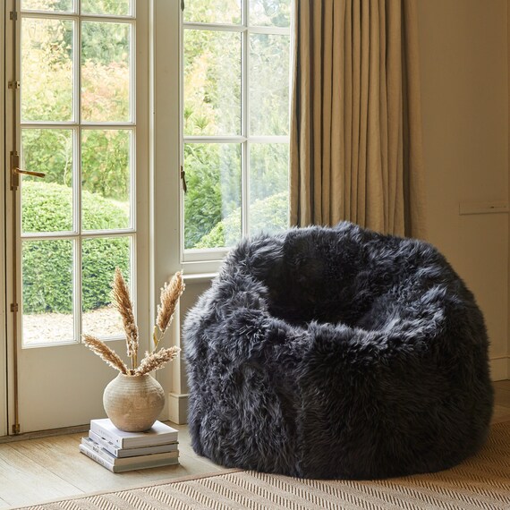 Buy Giant Sheepskin Beanbag Dark Grey Luxury XL Beanbag Made