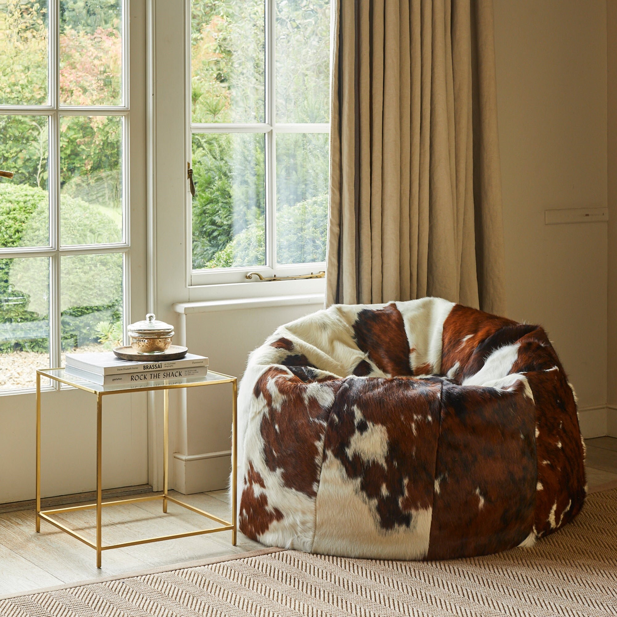 Cowhide bean bag chair sales