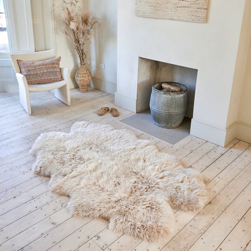 Quad Sheepskin Rug - Oyster - Large Sheepskin Rug - Etsy