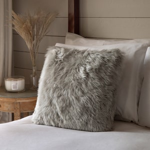 Sheepskin Cushion - Light Grey - Made in England
