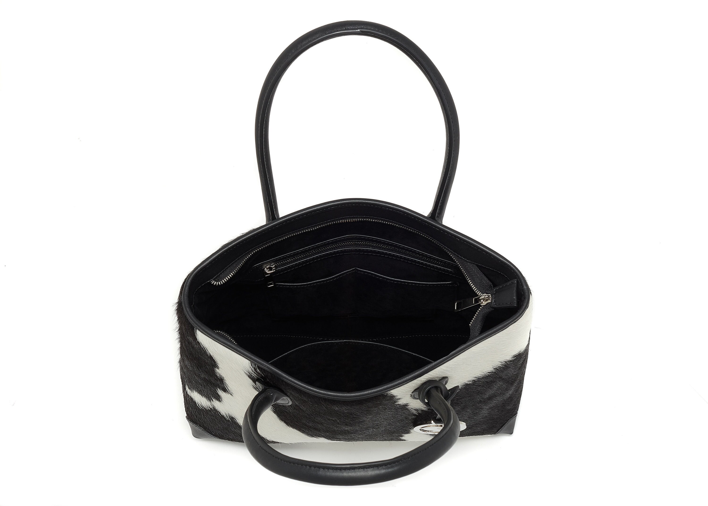 Black and White Cowhide Handbag Black and White Cowhide Bag Etsy